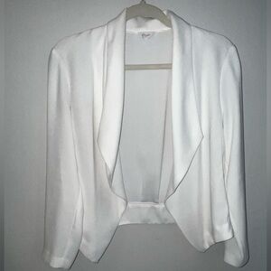 White Draped Open-Front Women's Blazer Jacket